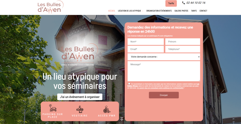 Création de site internet pour un lieu dédié aux séminaires d’entreprise au Havre – Les Bulles d'Awen